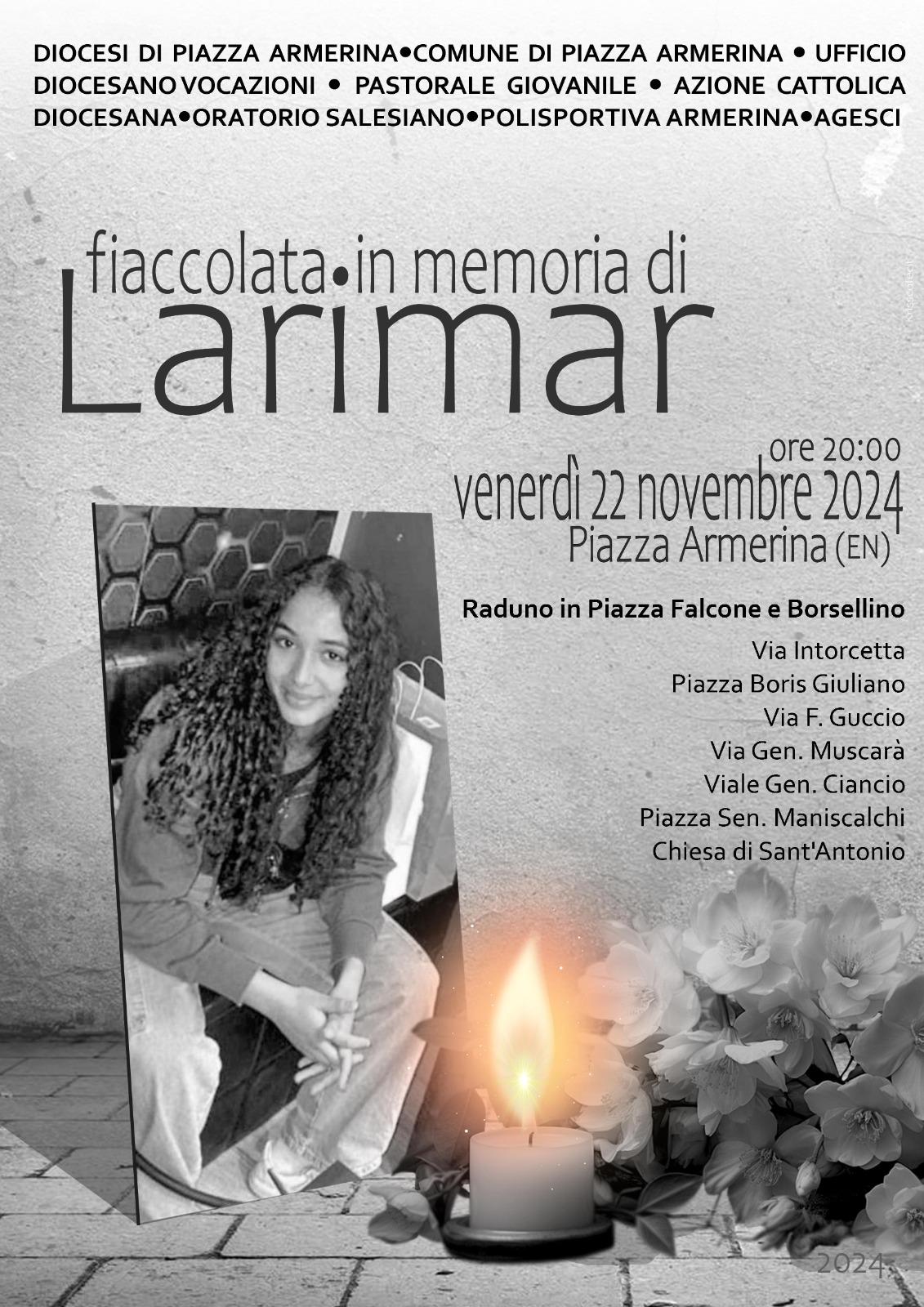 Locandina Fiaccolata in memoria di Larimar