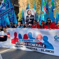 Palermo -  Cgil e Uil in piazza a Palermo  nella giornata di sciopero generale contro la manovra economica del Governo Meloni